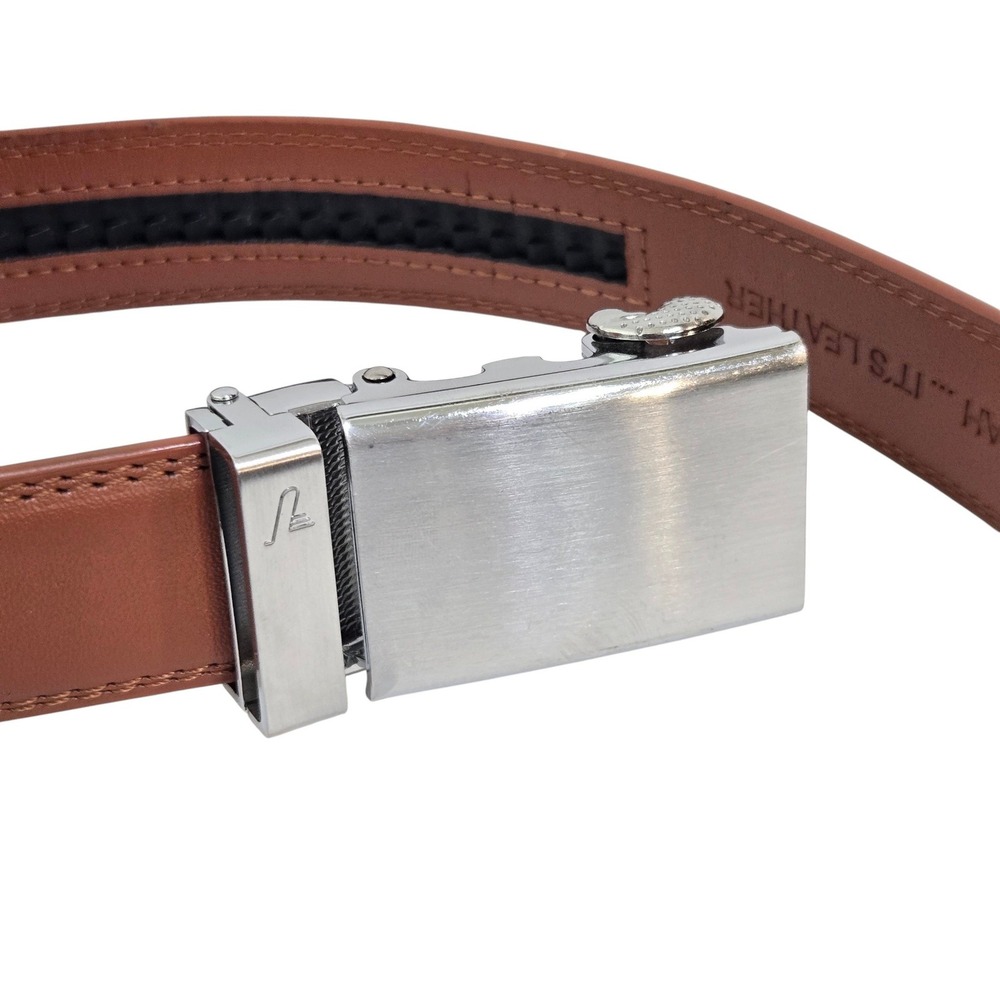 Anson Ratchet Belt & Buckle Men Brown Leather Adjustable Track Work Western B186
